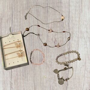 Lux Elegant Bracelet Set - Pink and Silver